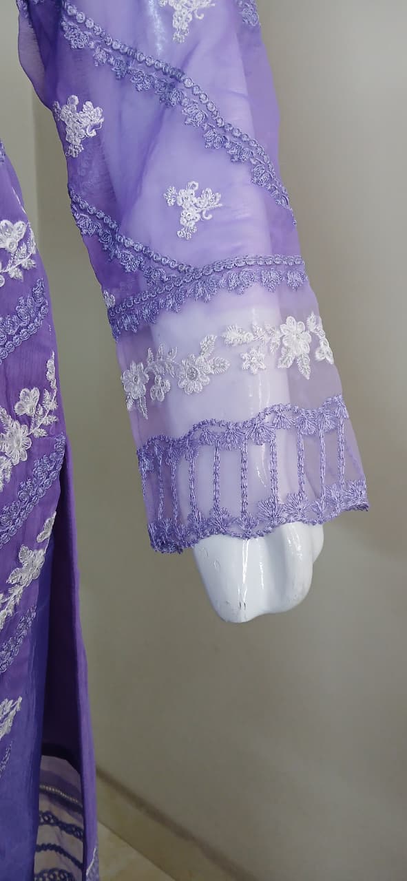 Crinkle Chiffon Embroidered Stitched Suit - TCCP3