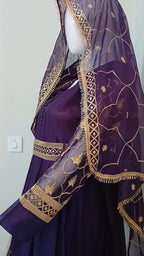 Embroidered Chiffon Stitched 3-Piece Suit (Maroon) – Tilla, Sequencing (FTMY3)