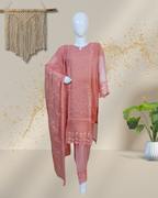 Self-Embroidered Chiffon Stitched 3-Piece Suit (TSEP4)