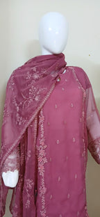 Self-Embroidered Chiffon Stitched 3-Piece Suit (TSEPI4)