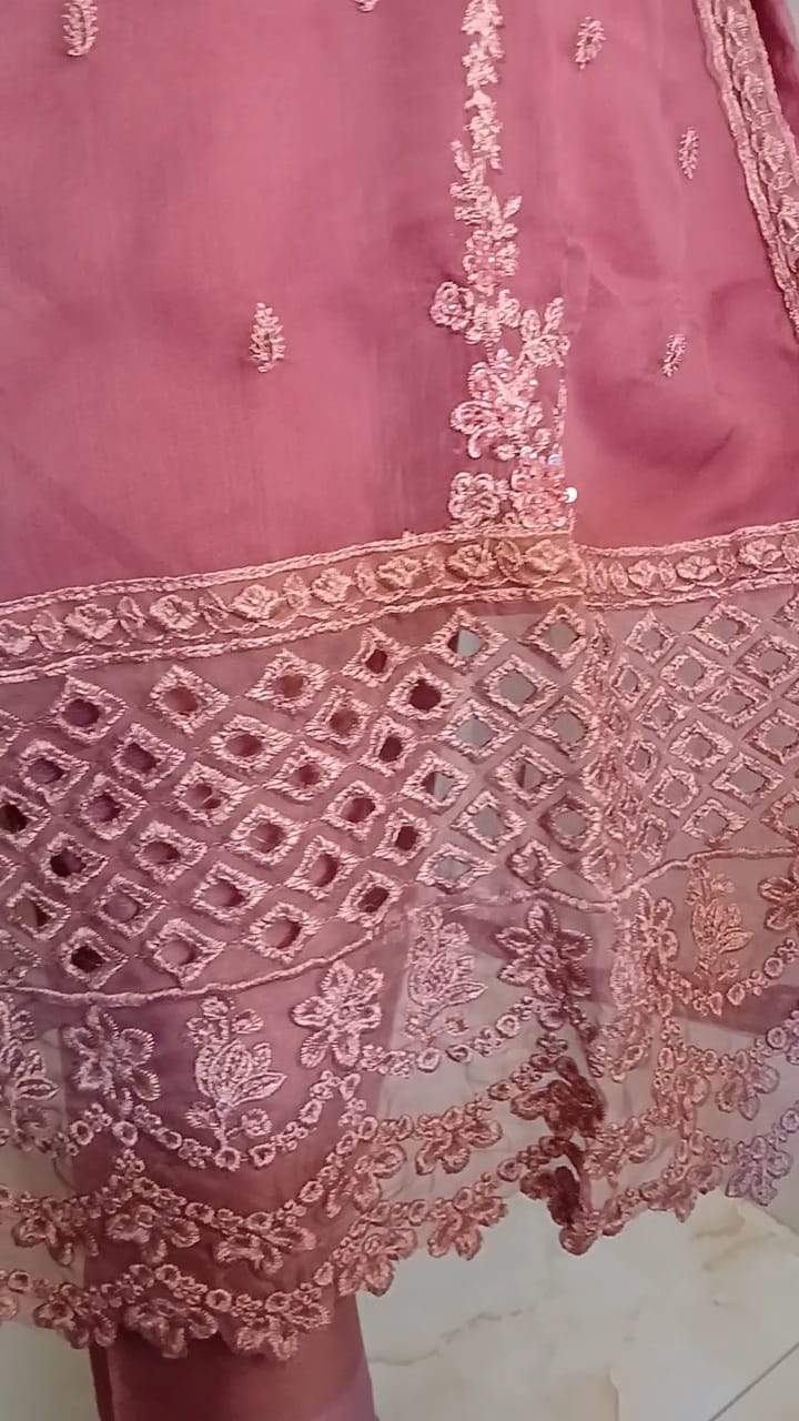 Self-Embroidered Chiffon Stitched 3-Piece Suit (TSEPI4)