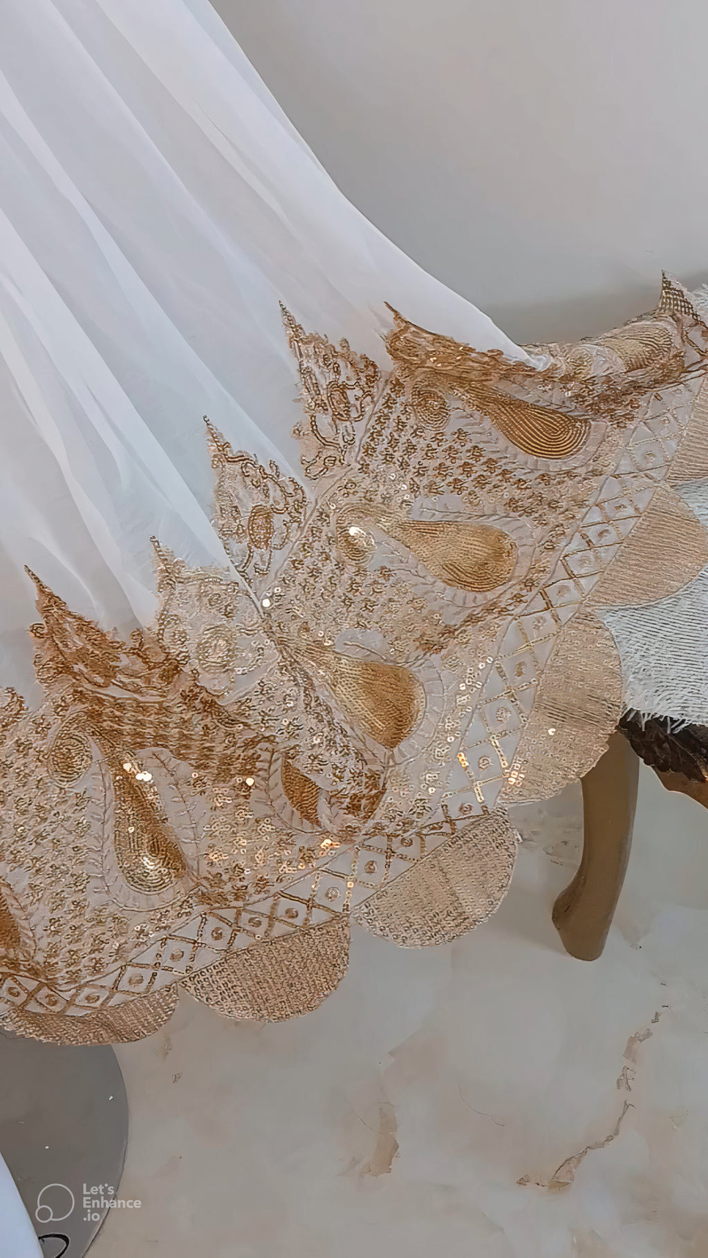 Embroidered Chiffon Stitched 3-Piece Suit White With Belt (FTSW3)