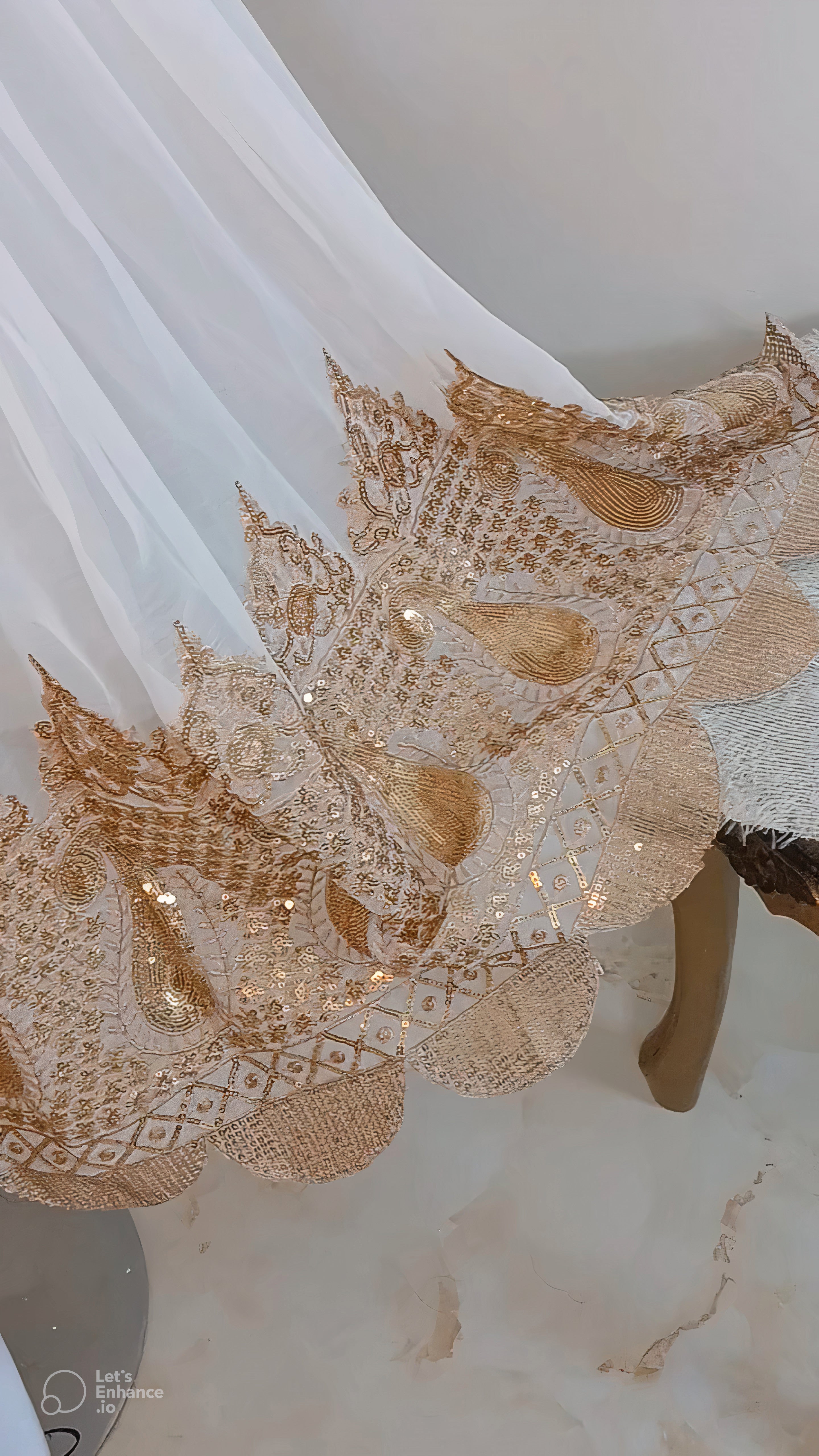 Embroidered Chiffon Stitched 3-Piece Suit White With Belt (FTSW3)