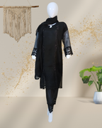 Self-Embroidered Chiffon Stitched 3-Piece Suit (TSEB4)