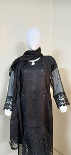 Self-Embroidered Chiffon Stitched 3-Piece Suit (TSEB4)