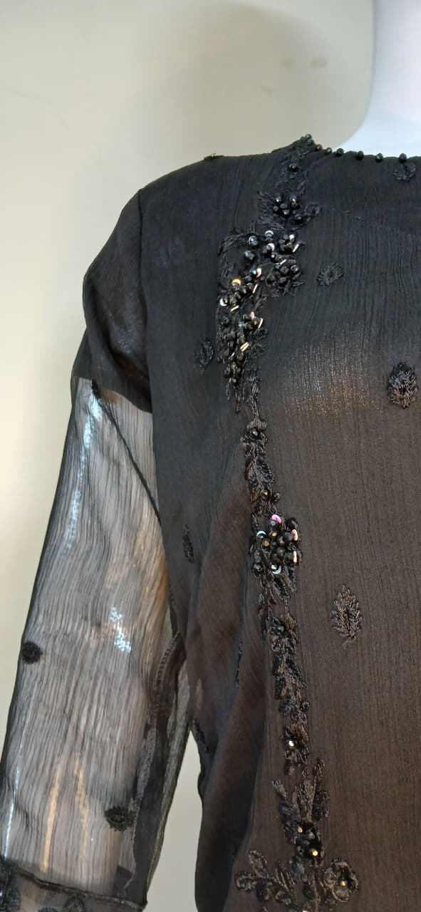 Self-Embroidered Chiffon Stitched 3-Piece Suit (TSEB4)