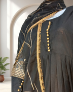 Embroidered Chiffon Stitched 3-Piece Suit Black (FTMB3)