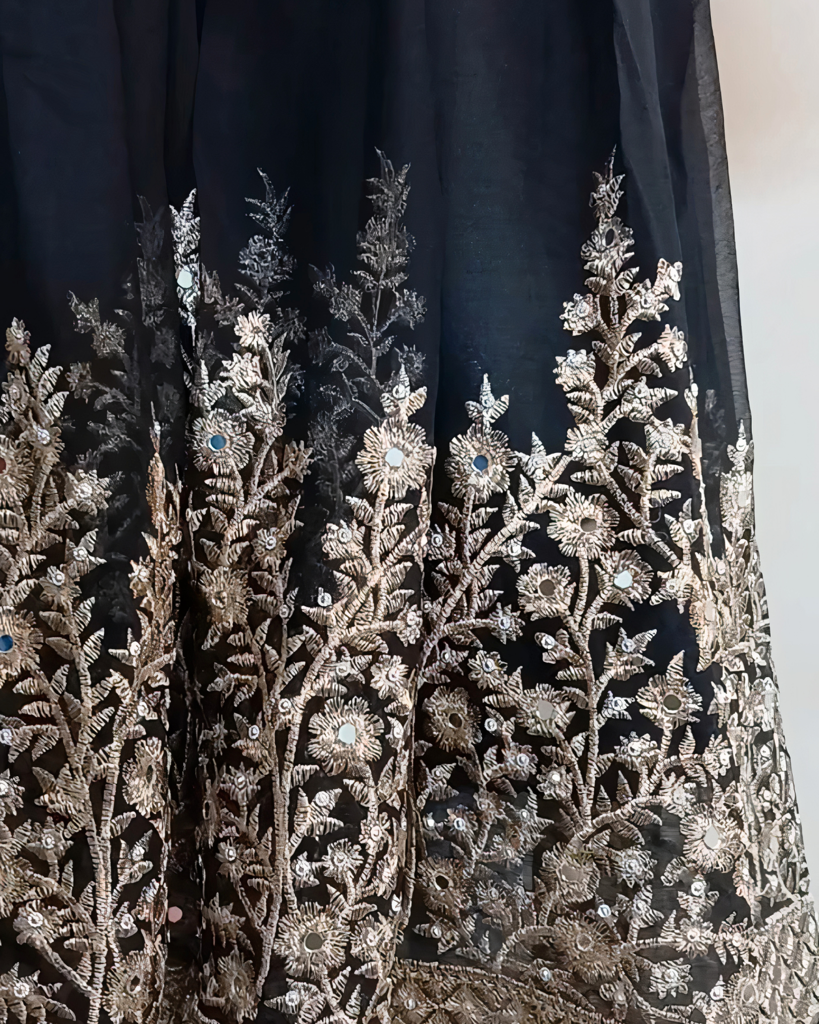 Embroidered Chiffon Stitched 3-Piece Suit Black (FTMB3)